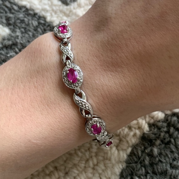 Jewelry - 925 Tennis Bracelet with Pink Gems 💞